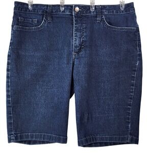 Riders by Lee Womens Mid Rise Bermuda Denim Shorts Dark Wash Blue Size Large